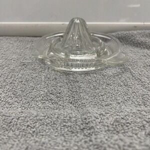 Vintage Clear Pressed Glass Citrus Juicer Reamer with Handle and Pour Spout